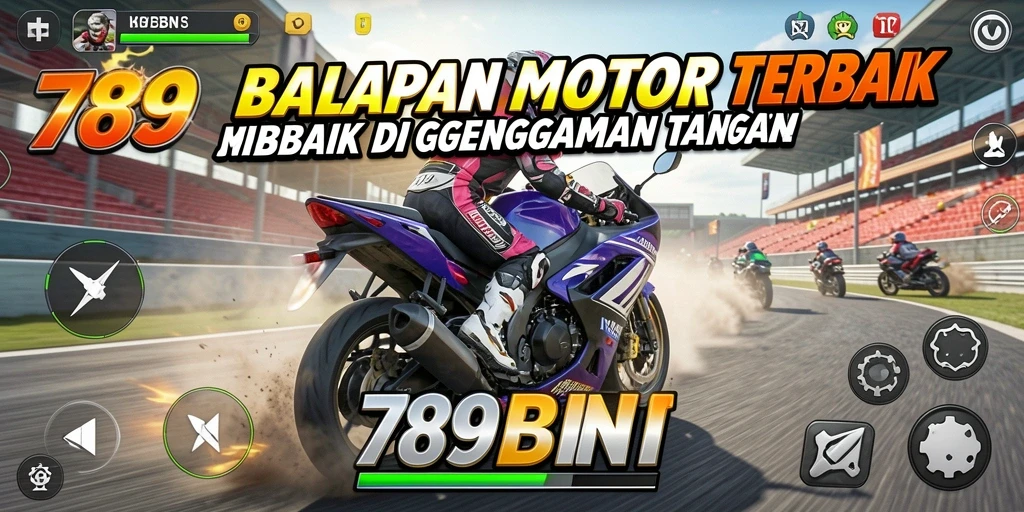 Screenshot menampilkan gameplay seru 789BNI di lintasan balap.