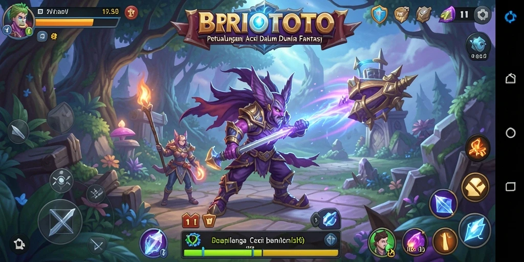 Tampilan gameplay ARPG yang seru dan penuh aksi dalam BRIOTOTO.