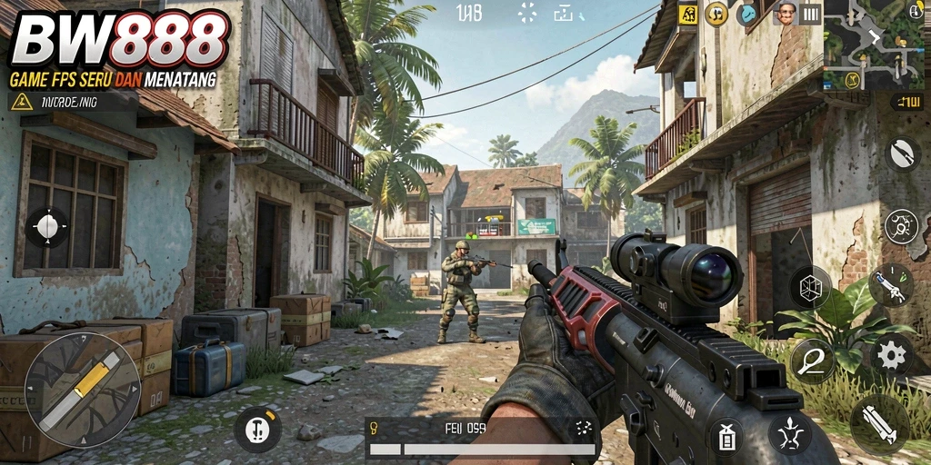 Gameplay BW888 yang seru dengan pertarungan FPS yang intens.