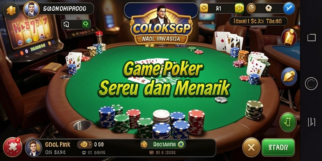 Tangkapan layar gameplay COLOKSGP menampilkan tindakan seru dalam permainan Poker.