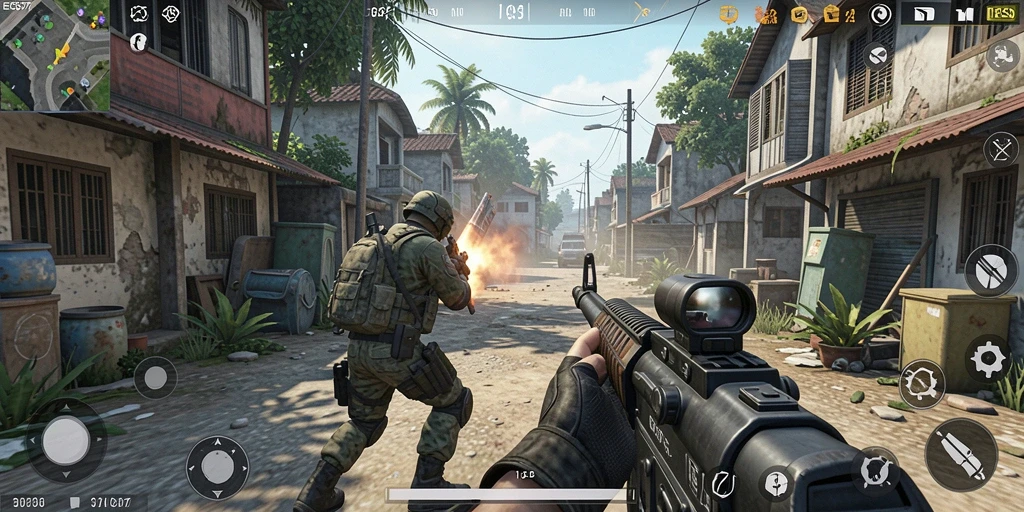 Screenshot utama dari gameplay mendebarkan di EOS77.