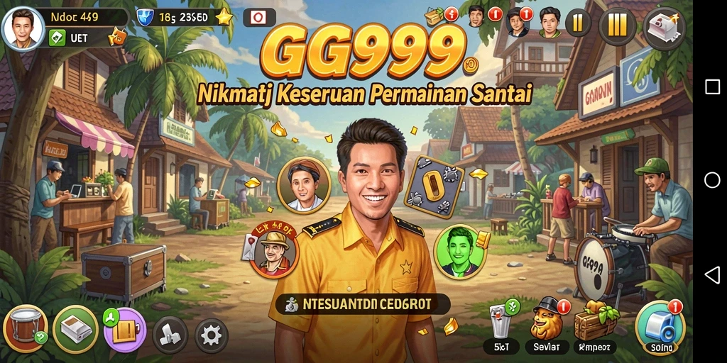 Tampilan gameplay GG999 yang ceria dan menghibur.