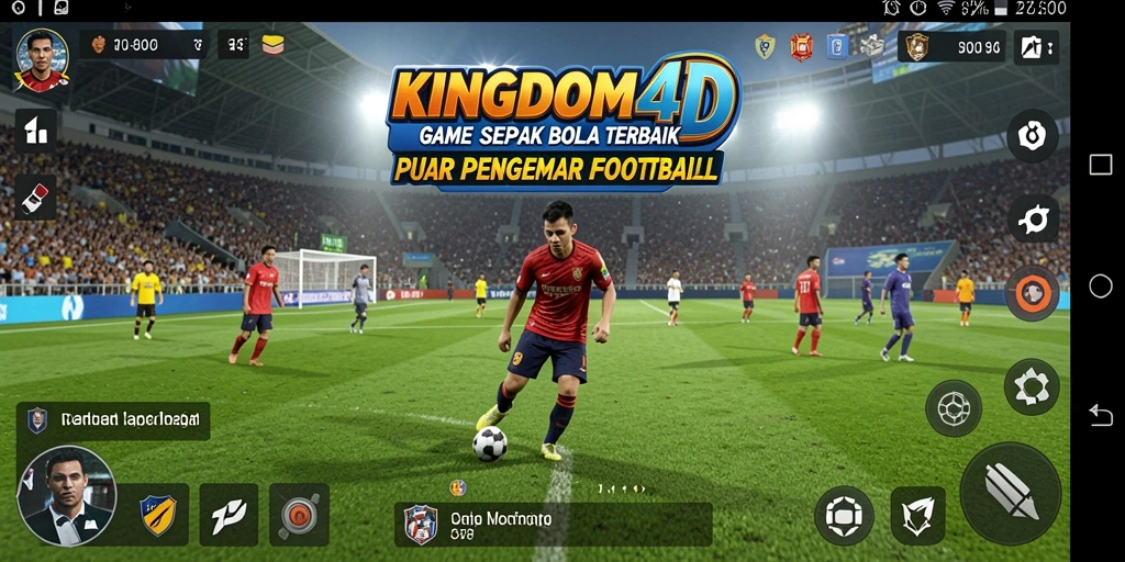 Gameplay KINGDOM4D yang menampilkan aksi sepak bola yang seru.