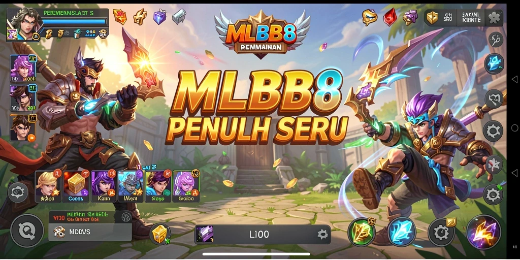 Tampilan gameplay menarik dari MLBB8 slot dengan efek visual yang memukau.