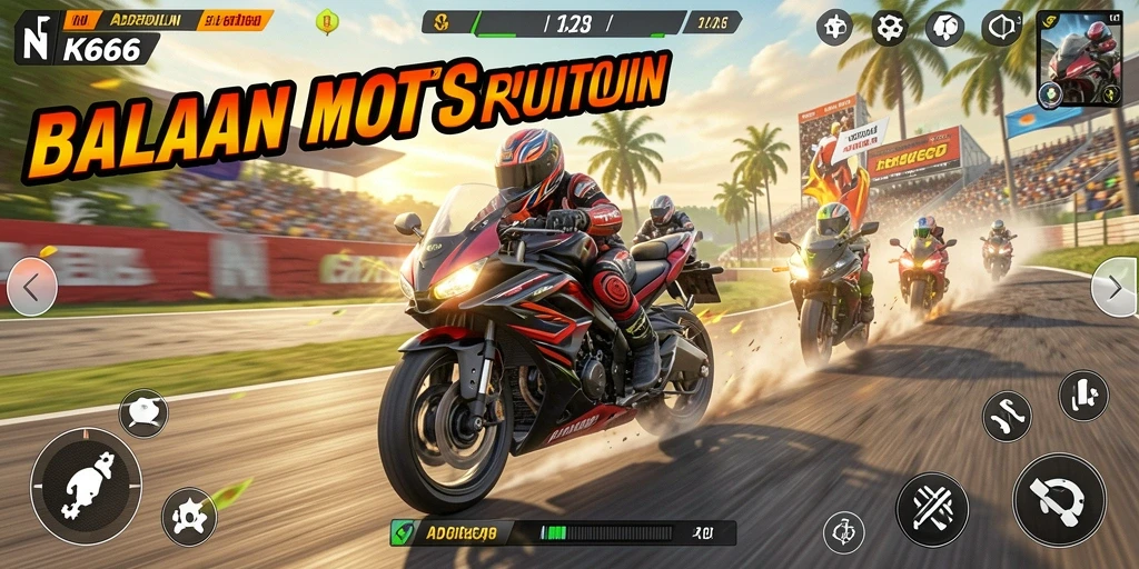 Tampilan menegangkan dari balapan motor di NK666.