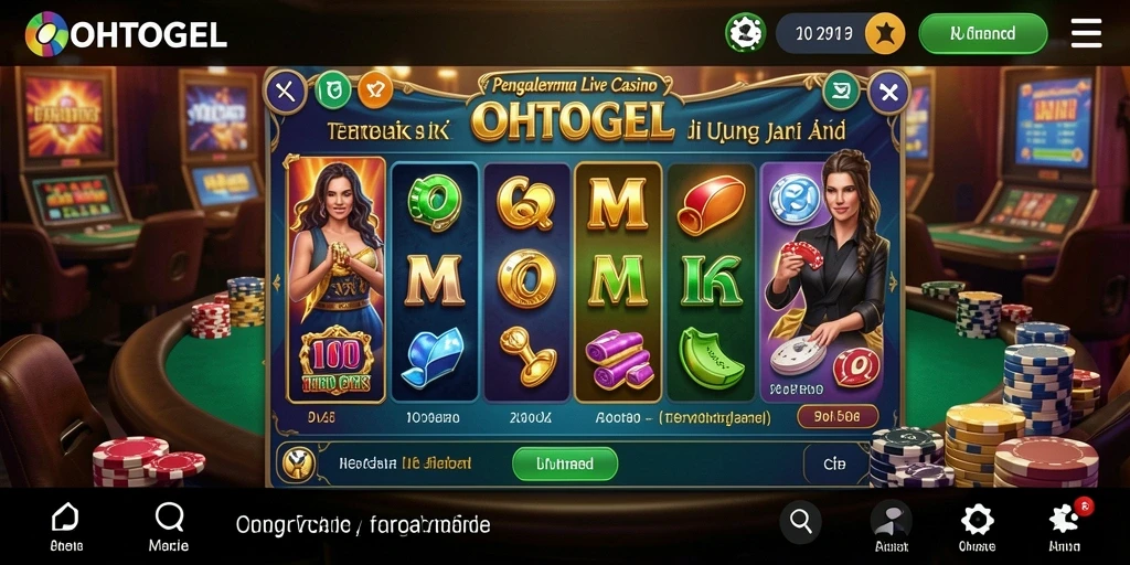Screenshot utama OHTOGEL menampilkan dealer profesional dalam sesi live casino.