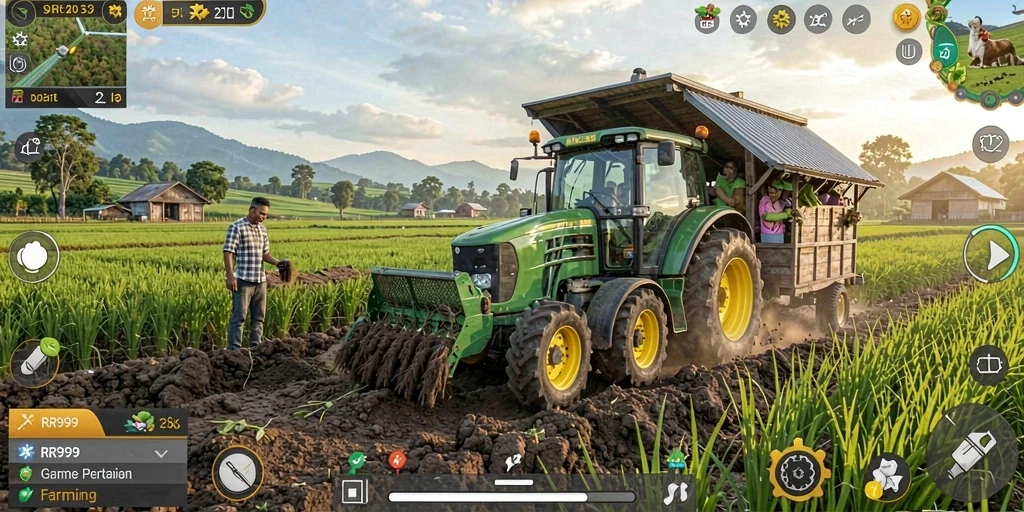 Tampilan gameplay RR999 yang menarik dan seru dalam bertani.