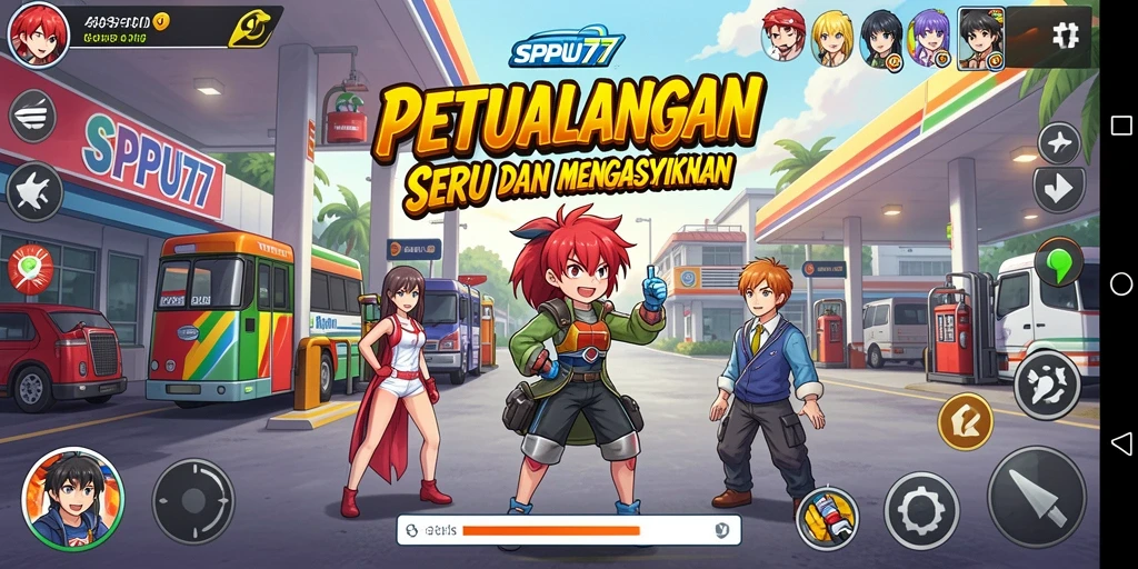 Tampilan gameplay SPBU77 yang menakjubkan dengan karakter Anime.