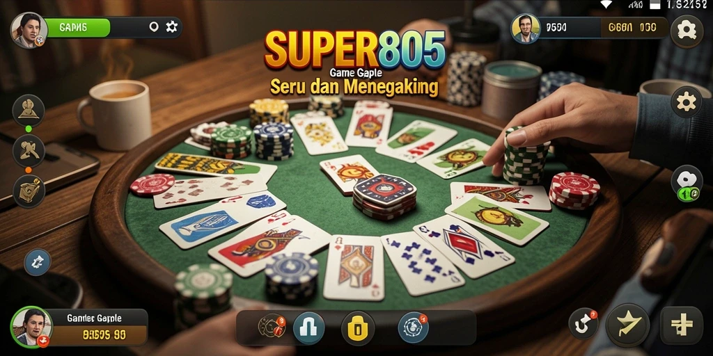 Screenshot gameplay Gaple SUPER805 dengan tampilan menarik.