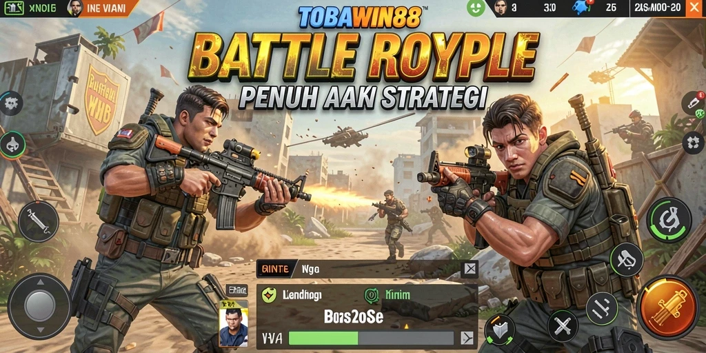 Screenshot gameplay TOBAWIN88 menampilkan momen seru Battle Royale.