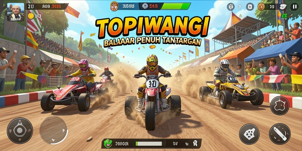 Gambaran gameplay seru di jalur balap penuh tantangan.