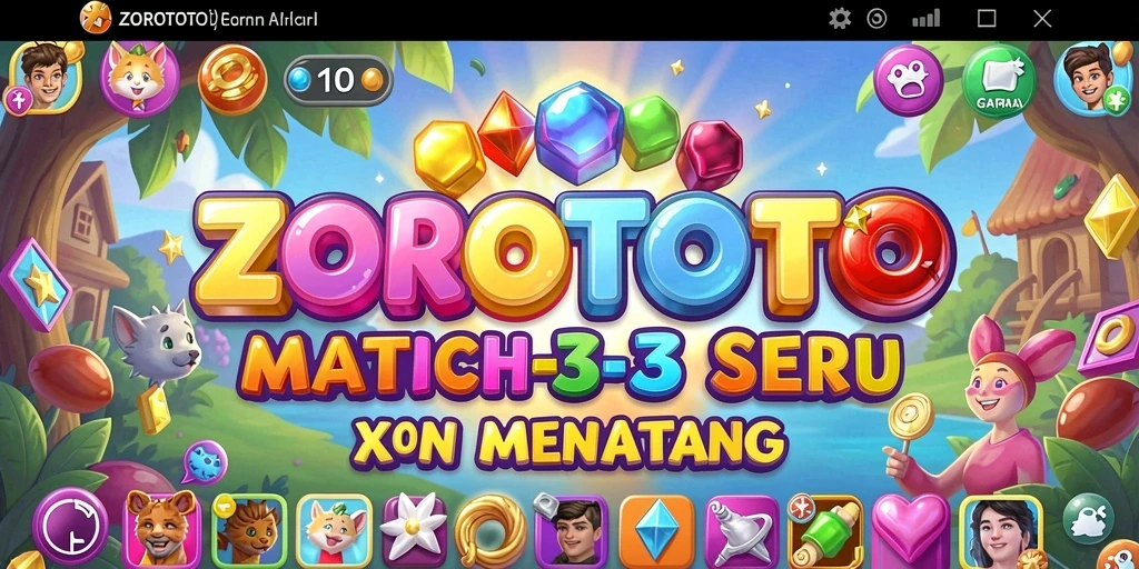Screenshot ZOROTOTO menampilkan gameplay Match-3 yang memikat.